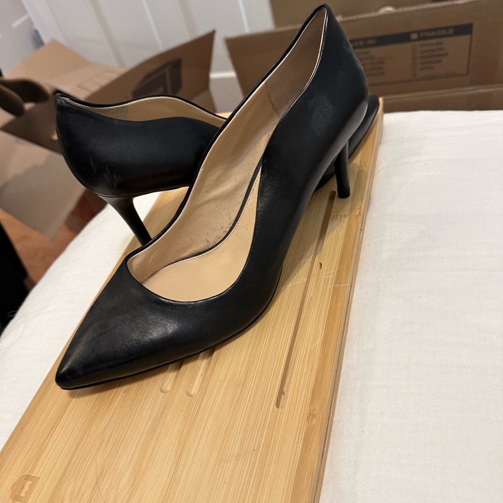 Black leather heels